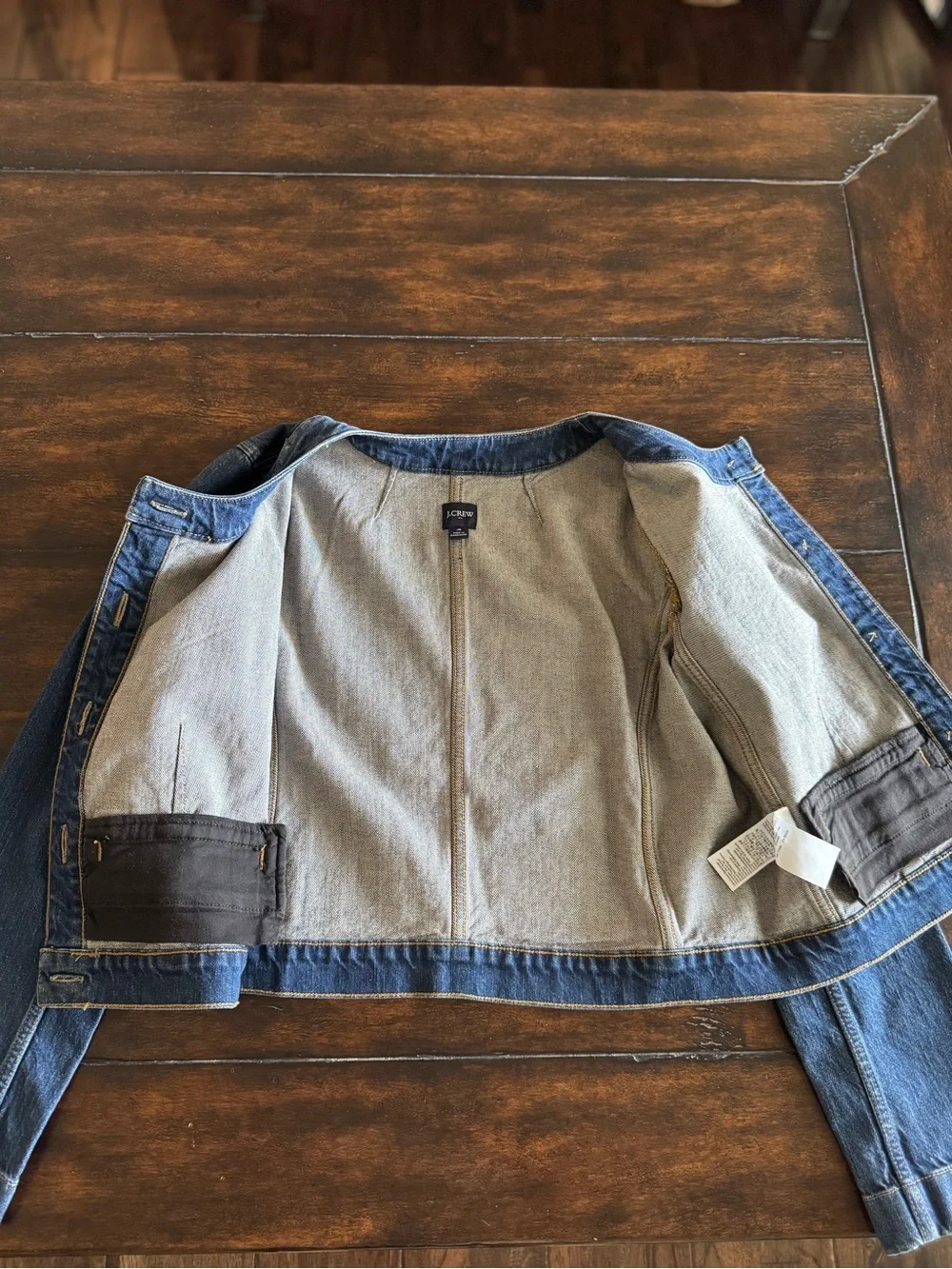 J. Crew Louisa Dark Blue Denim Jacket with Gold Buttons